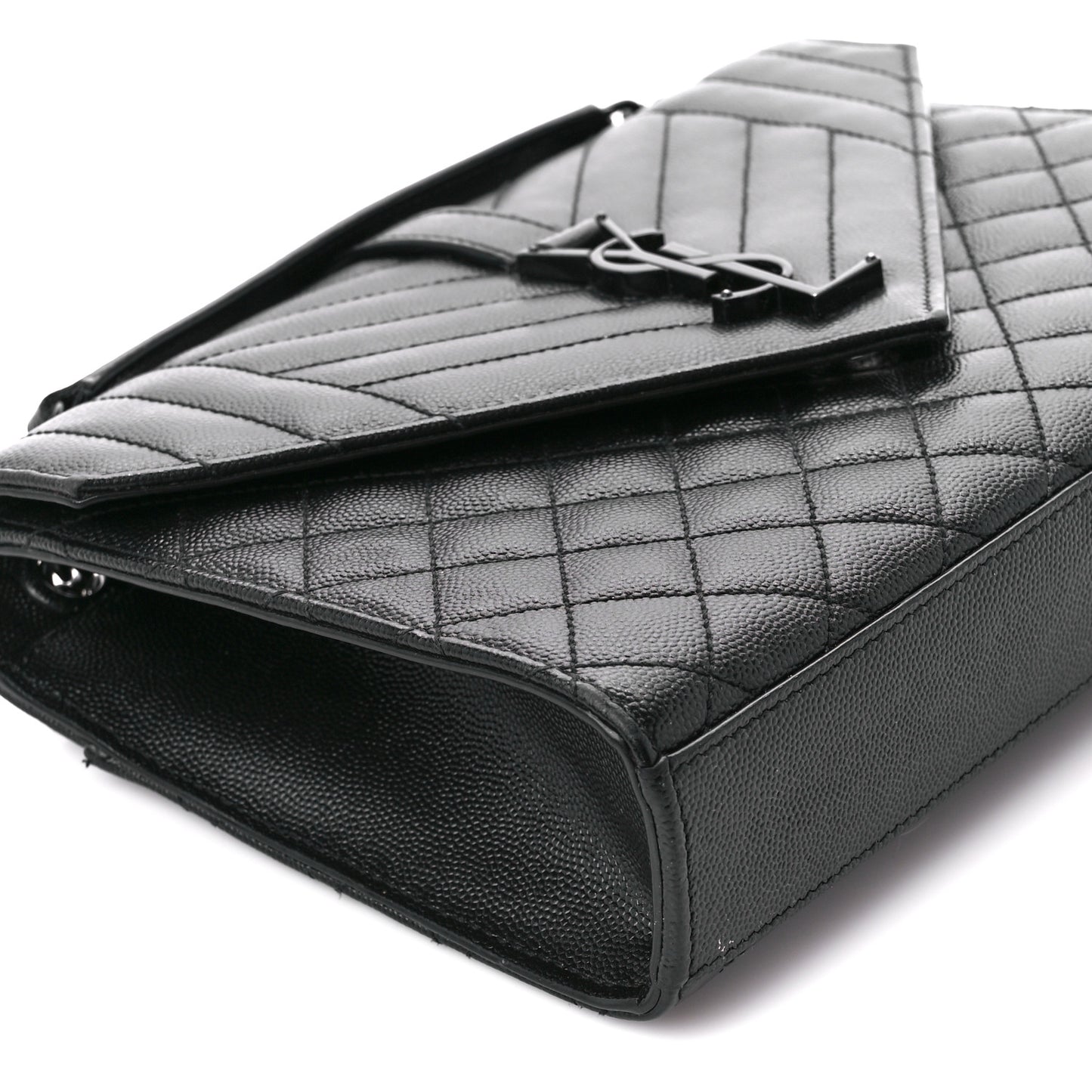 Grain De Poudre Textured Mixed Matelasse Triquilt Medium Monogram Monochrome Satchel Black