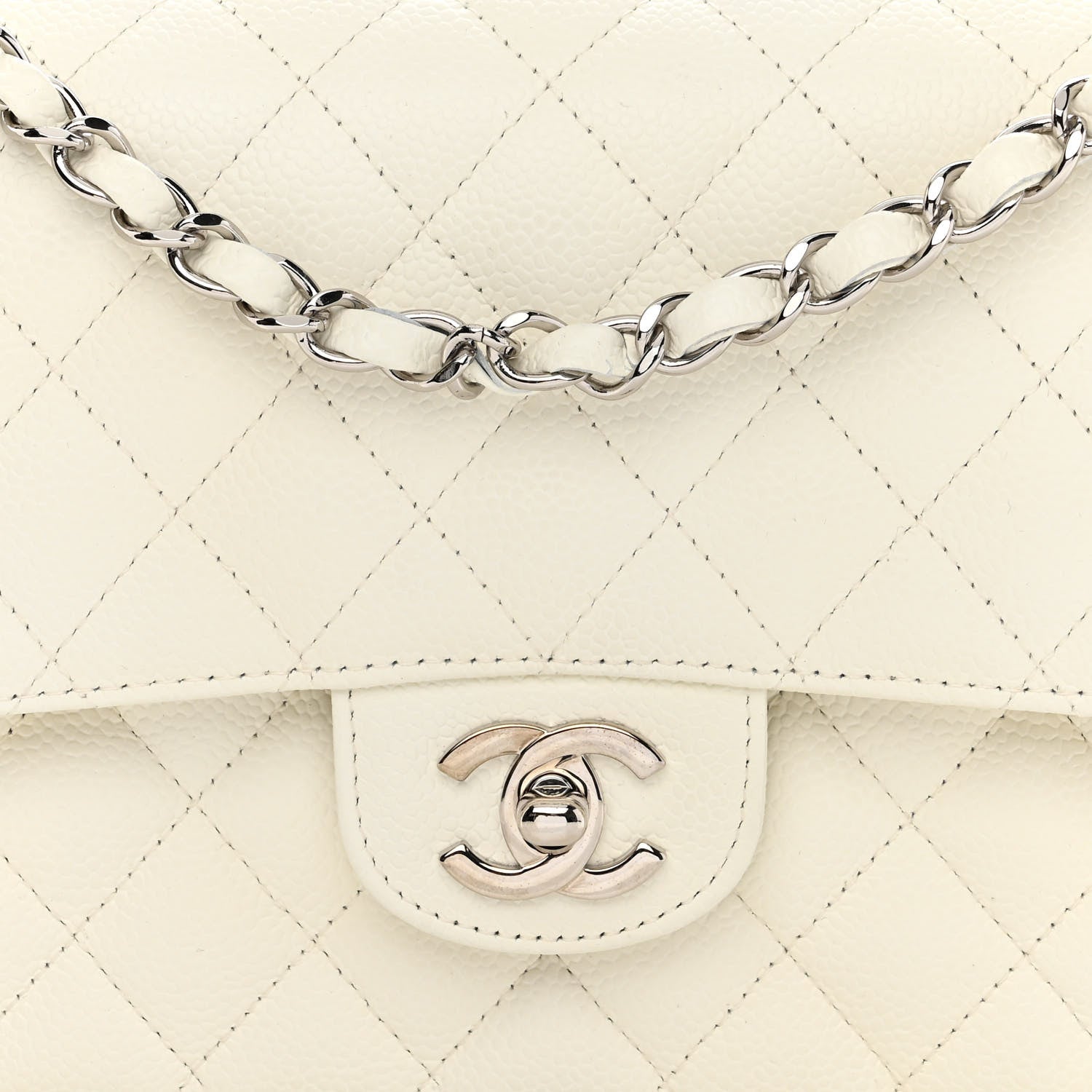 Chanel Caviar Quilted Medium Double Flap White 8 of 17