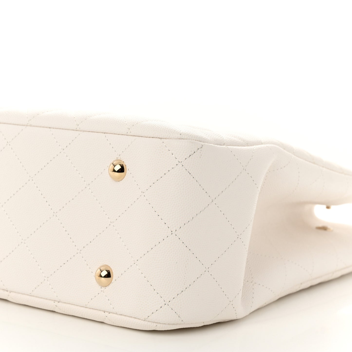 Caviar Quilted Large Classic Shopping Tote White
