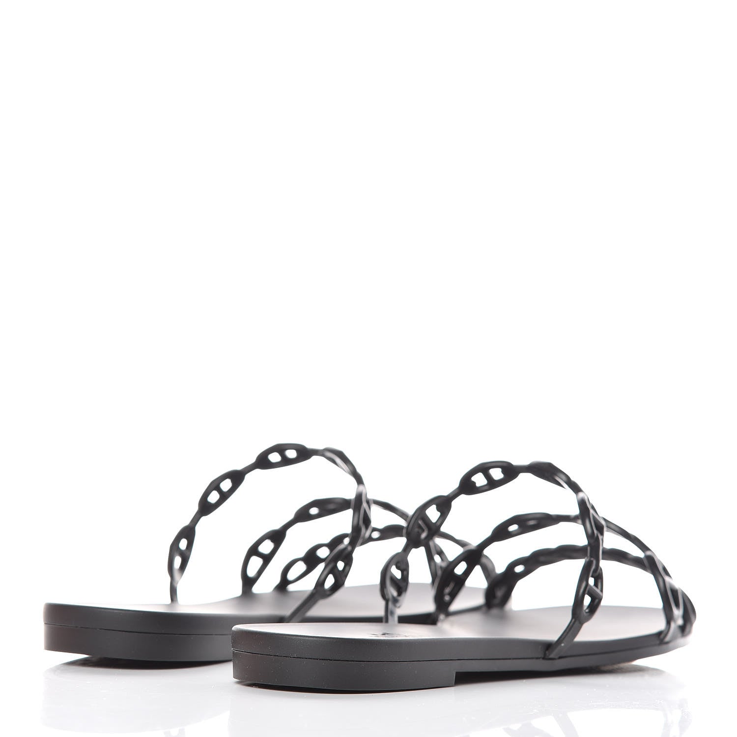 Hermes Rubber Chaine d'Ancre Rivage Sandals 40 Black 4 of 8
