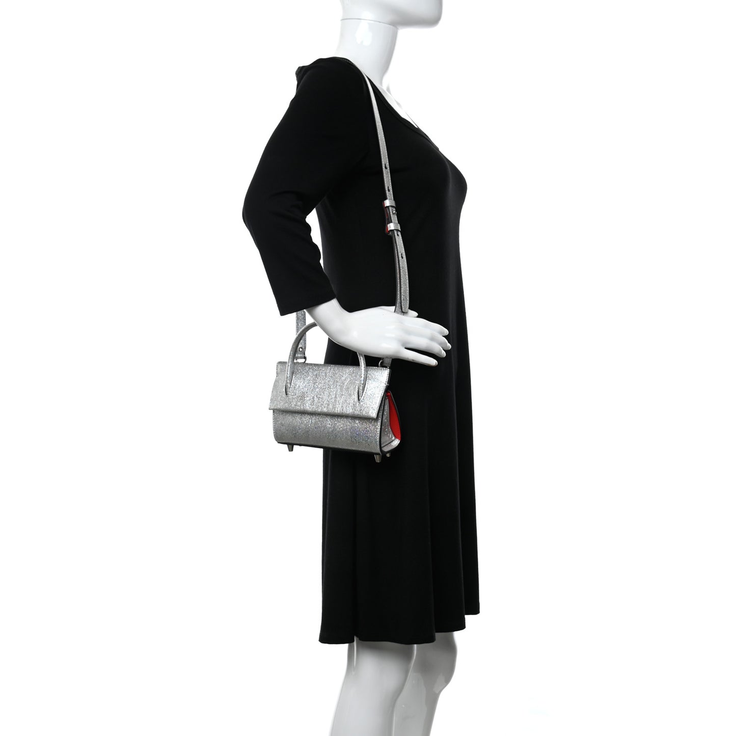 Metallic Calfskin Paloma Top Handle Shoulder Bag Silver