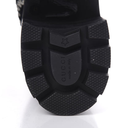 Gucci Tweed GG Monogram Lace Up Combat Ankle Boots 41 Black 6 of 9