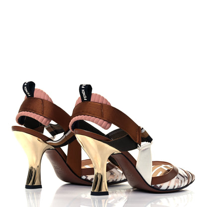 Fendi PVC Calfskin FF Colibri Slingback Mid-Heel Pumps 38.5 White Cuoio 4 of 7