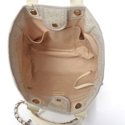 Chanel Canvas Medium Deauville Tote Ivory 4 of 9