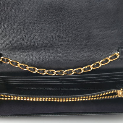 Prada Saffiano Metal Oro Chain Wallet Black 5 of 9