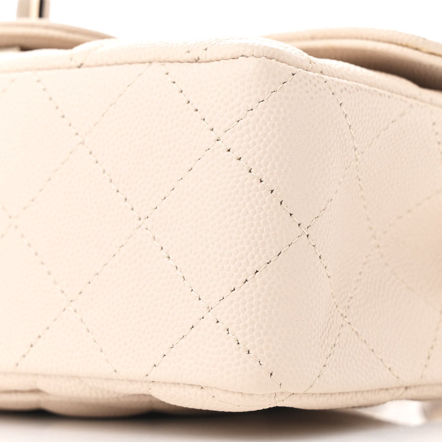 Caviar Quilted Mini Rectangular Flap Light Beige