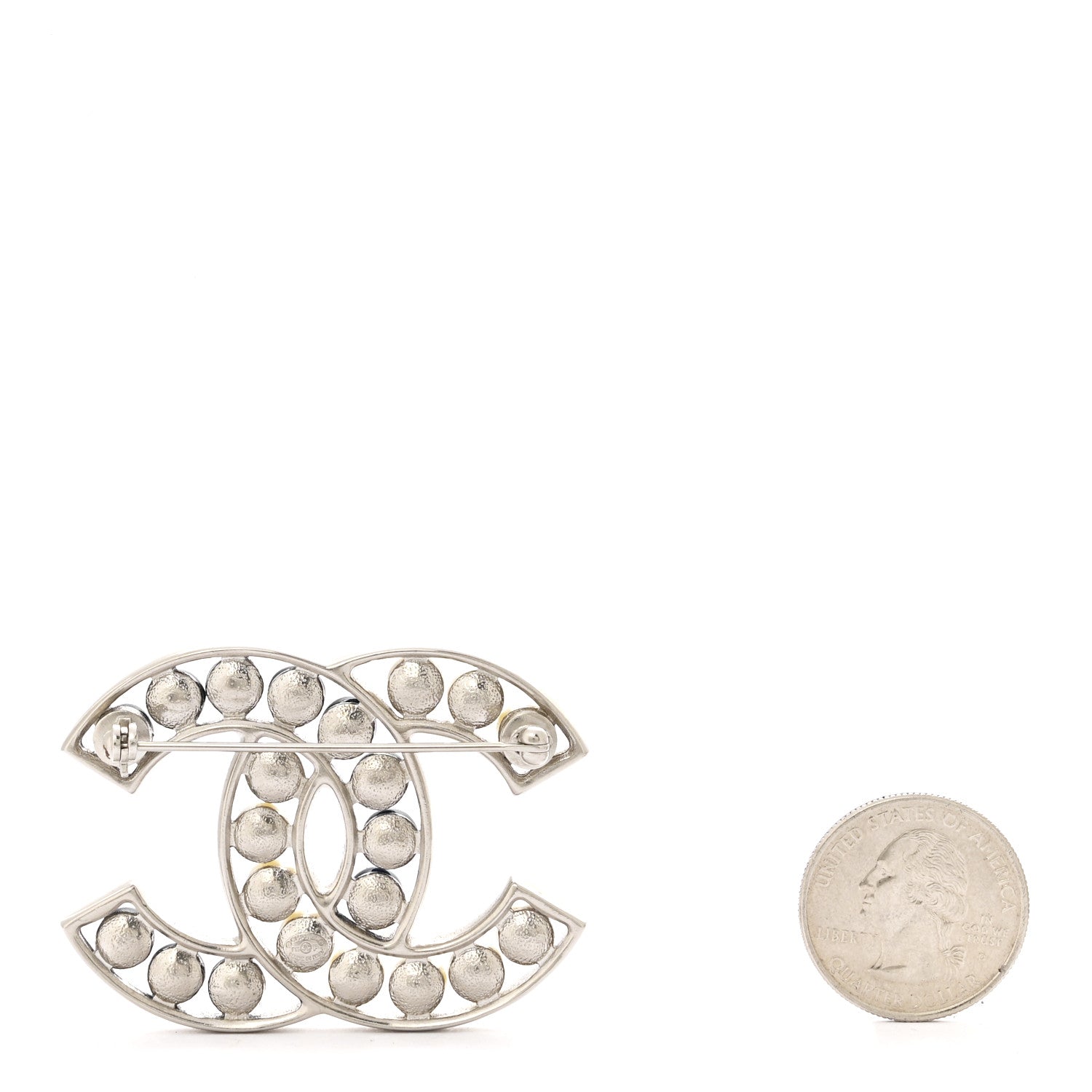 Chanel Pearl CC Brooch Blue Silver 2 of 4