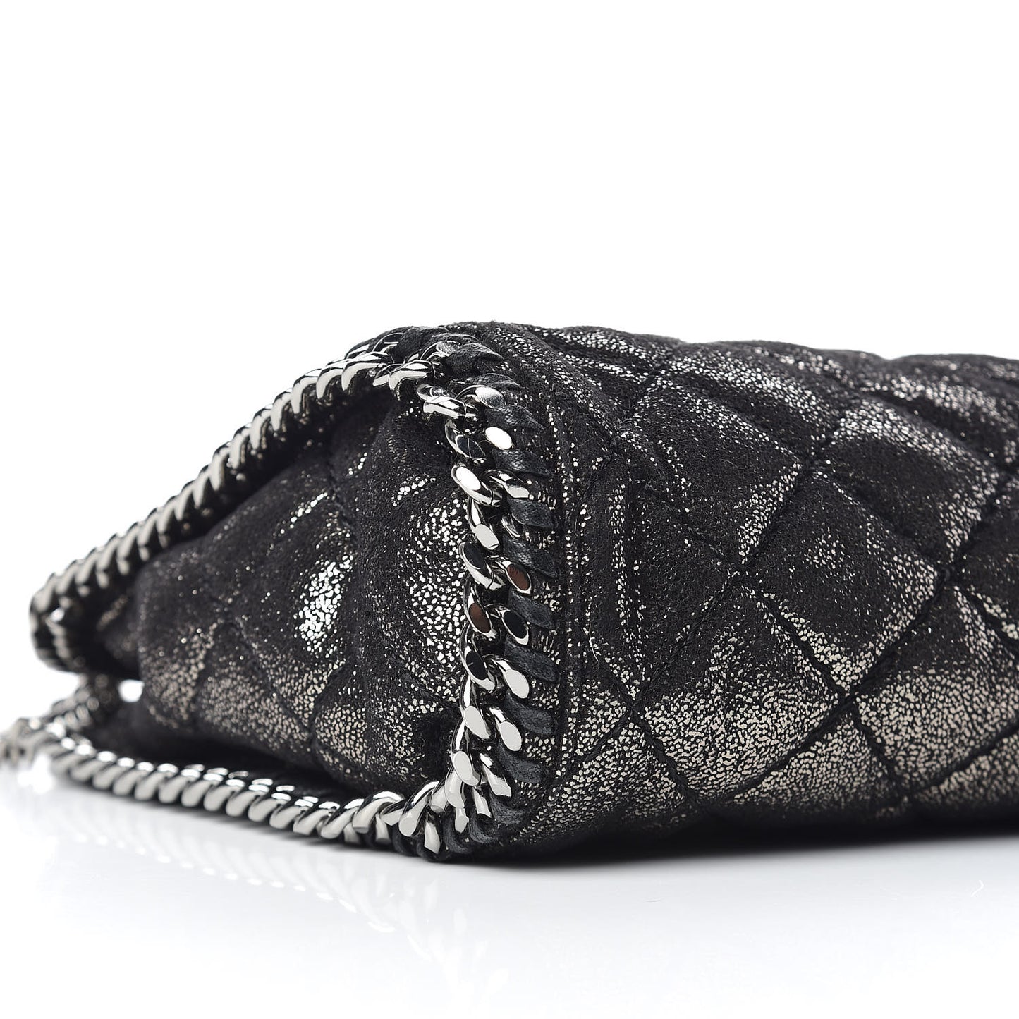 Chamois Shiny Dotted Quilted Mini Falabella Tote Ruthenium