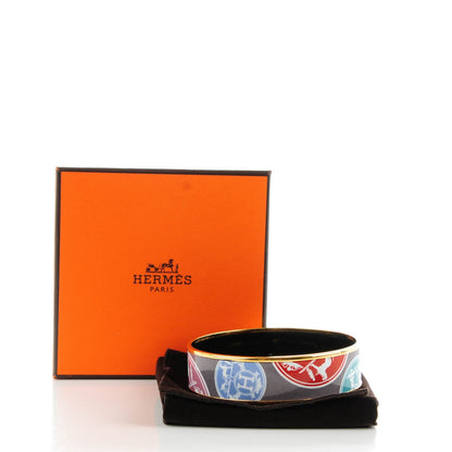 Hermes Enamel Printed Wide Ex Libris Bracelet 70 5 of 5
