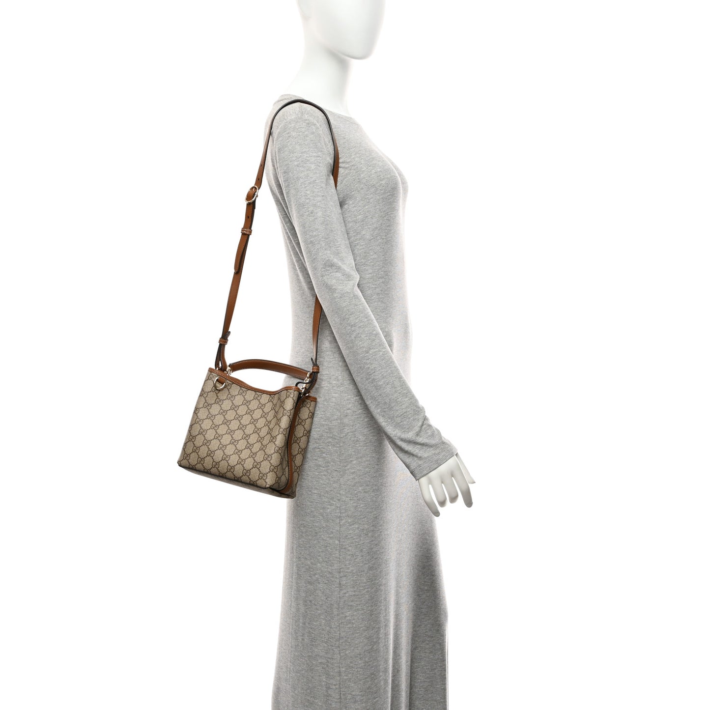 GG Supreme Monogram Emblem Small Shoulder Bag Beige Ebony Sundial