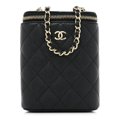 Chanel Caviar Quilted Small Vertical Coco Beauty Vanity Case With Chain Black 1 of 11