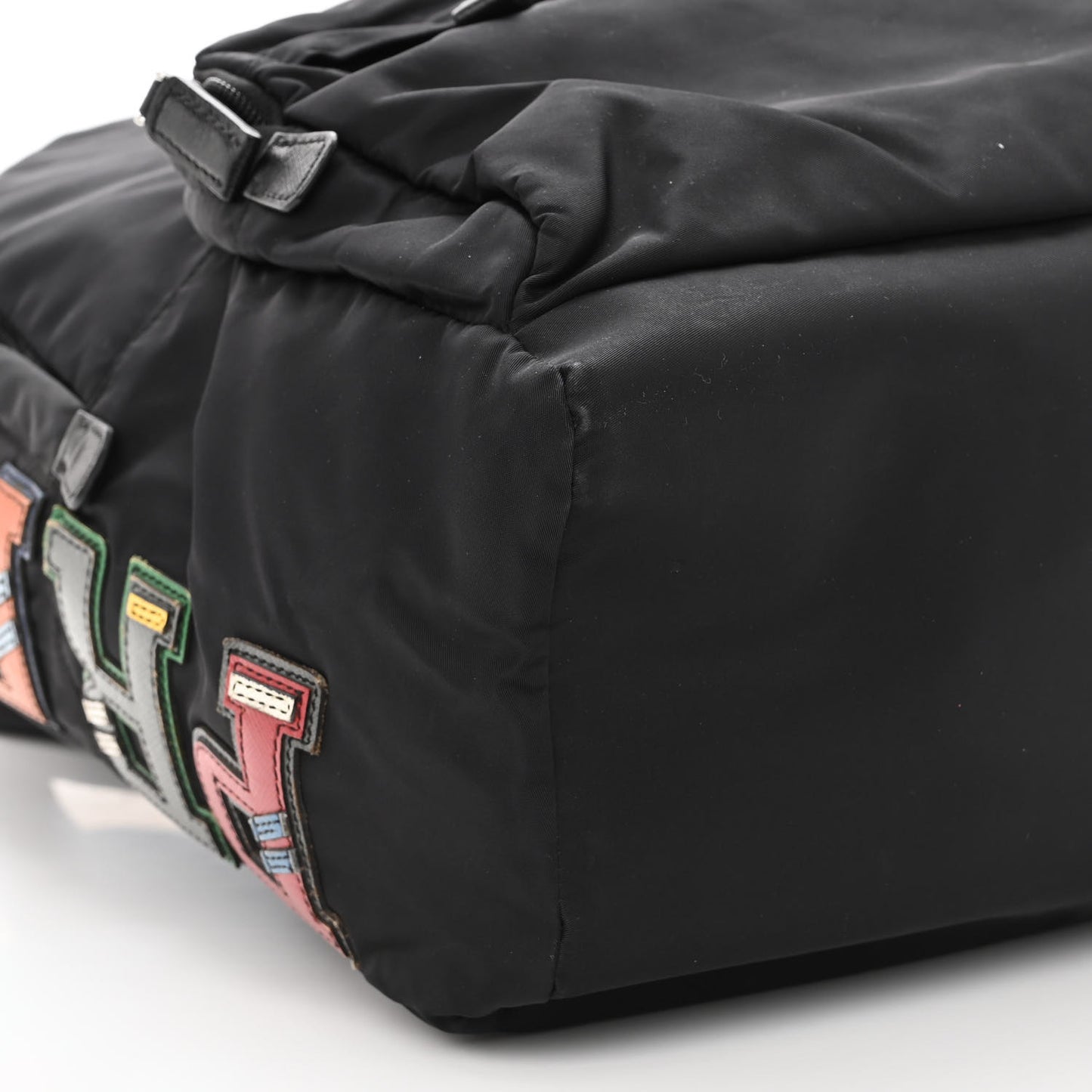 Nylon Tessuto Logo Patch Backpack Black