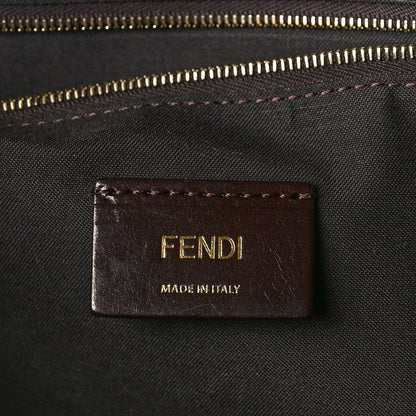Fendi X FILA Glazed Fabric Vitello Century FF 1974 Mania Pouch Pocket Backpack Mogano Panna Blueberry 6 of 8