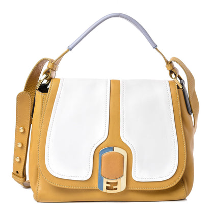 Fendi Calfskin Colorblock Anna Shoulder Bag Yellow White 1 of 14