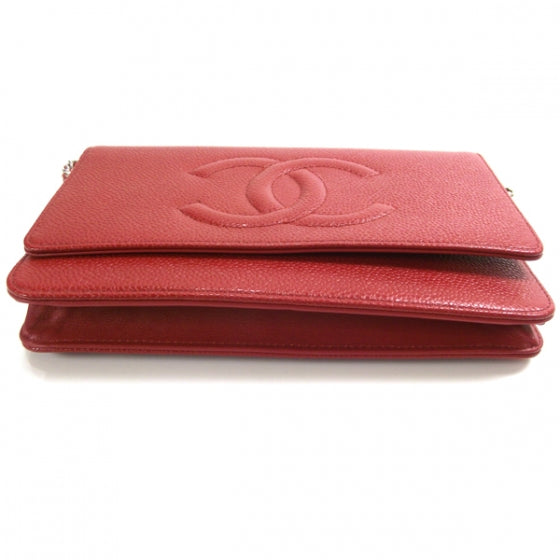 Chanel Caviar Wallet on Chain Red 4 of 10