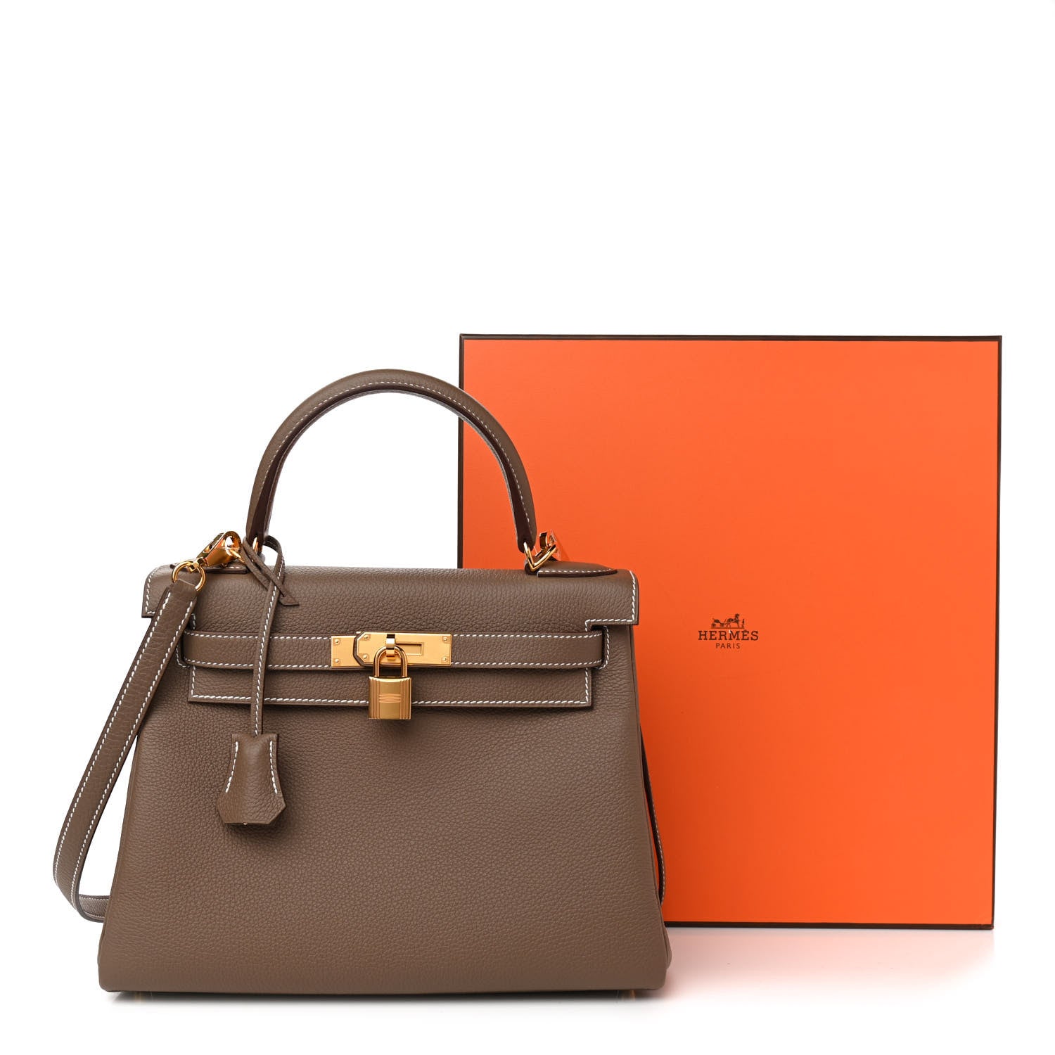 Hermes Togo Kelly Retourne 28 Etoupe 11 of 11