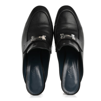 Hermes Goatskin Paradis Mules 40 Black 2 of 11