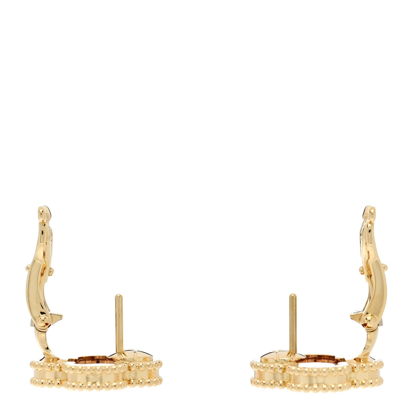 18K Yellow Gold Carnelian Vintage Alhambra Earrings