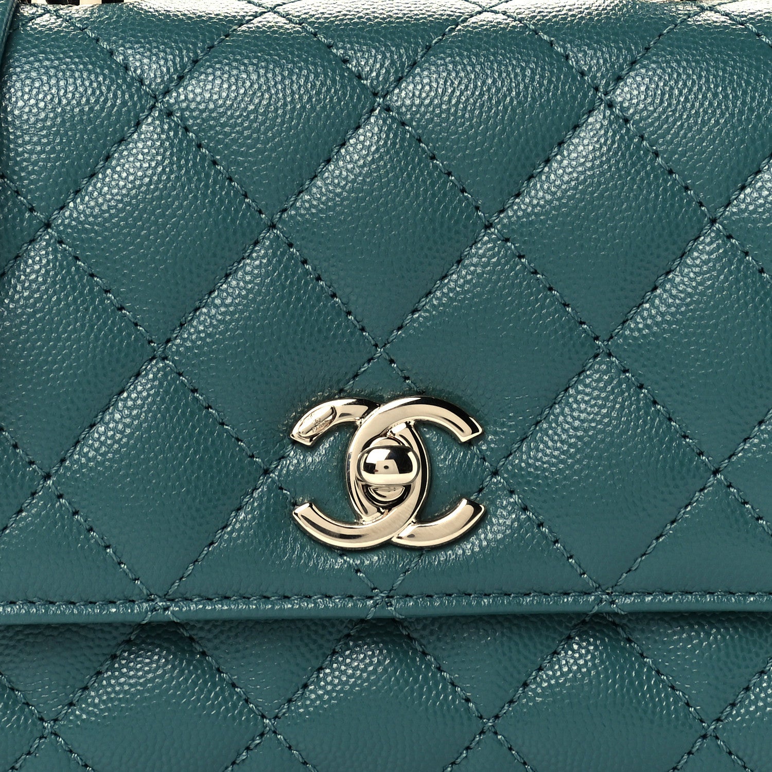 Chanel Caviar Quilted Extra Mini Coco Handle Flap Green 9 of 13