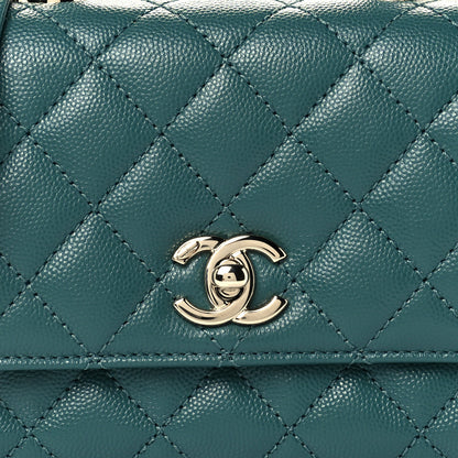 Chanel Caviar Quilted Extra Mini Coco Handle Flap Green 9 of 13