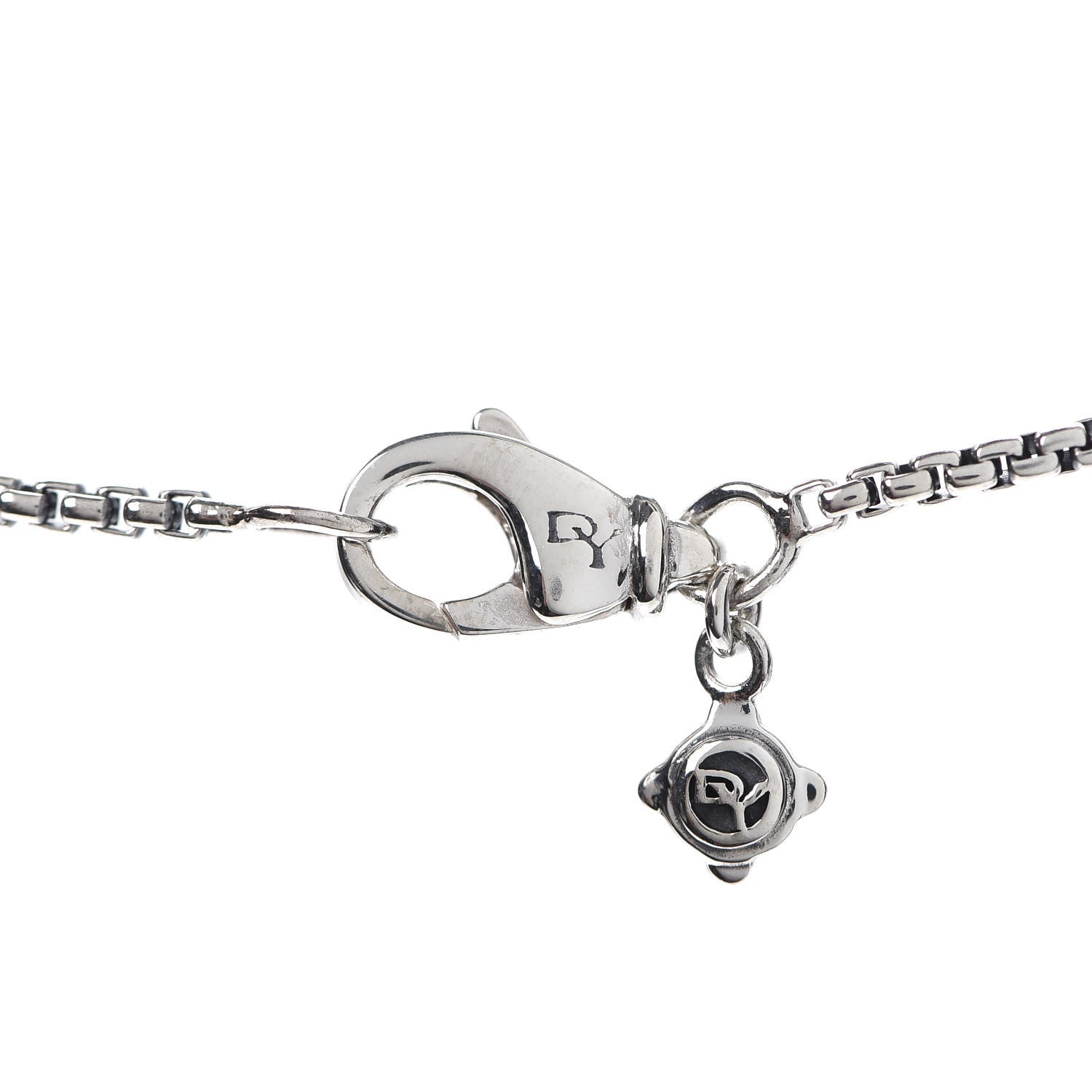 David Yurman Sterling Silver Diamond Prasiolite 11mm Chatelaine Pendant Necklace 5 of 6