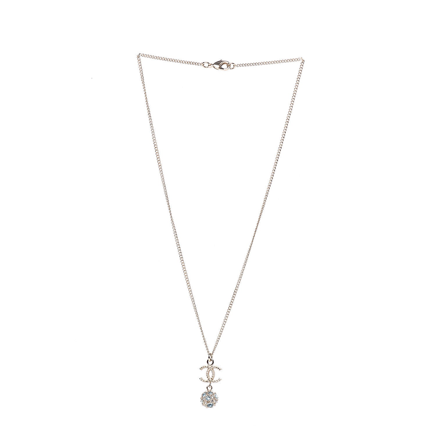 Chanel Crystal Resin CC Drop Pendant Necklace Gold 2 of 4