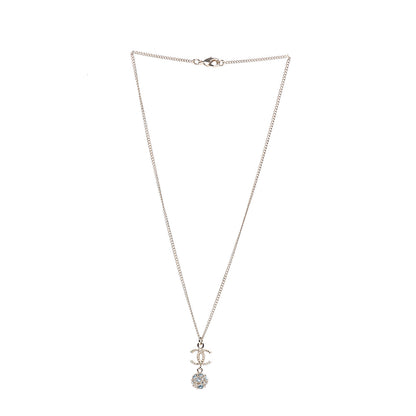 Chanel Crystal Resin CC Drop Pendant Necklace Gold 2 of 4