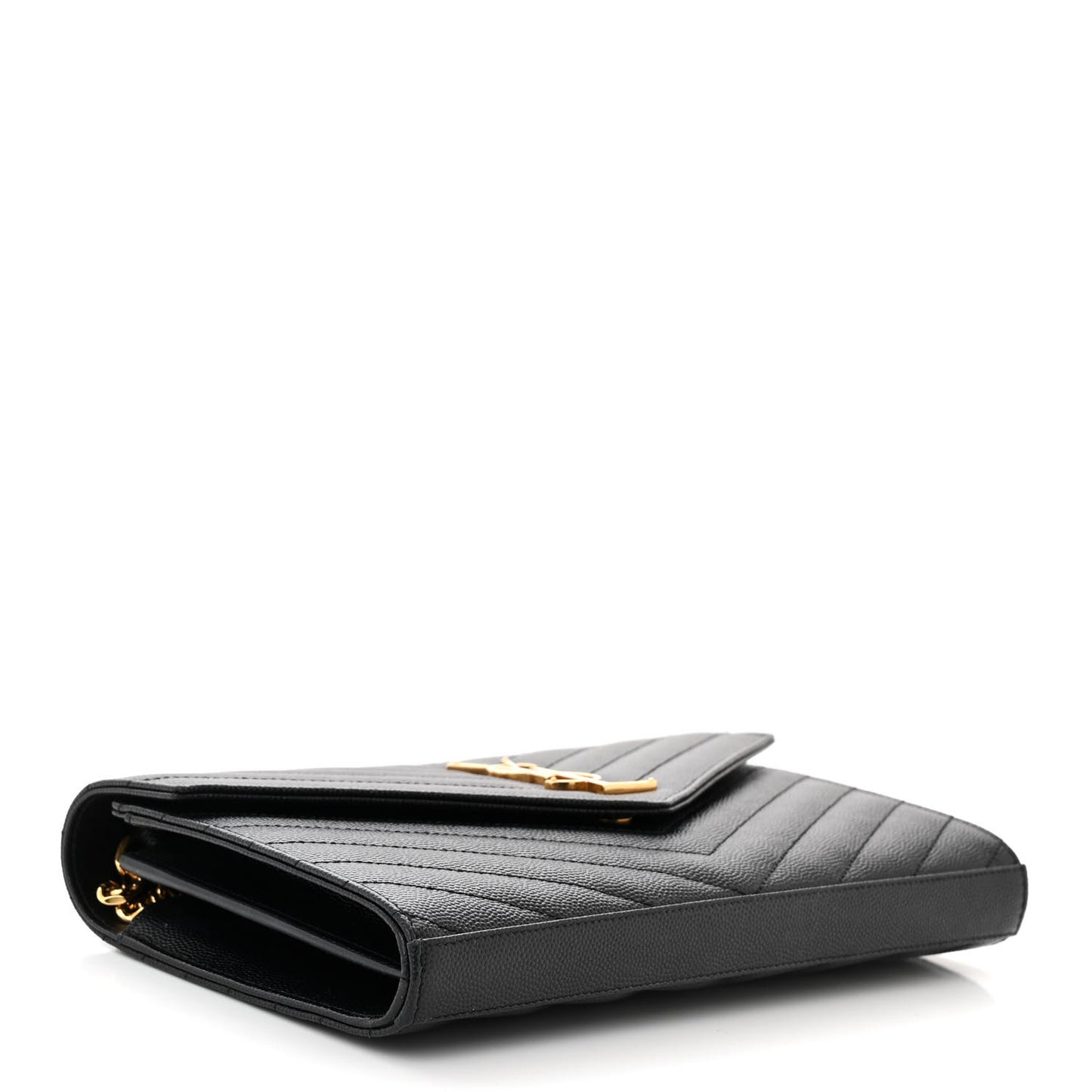 Grain De Poudre Matelasse Chevron Monogram Chain Wallet Black