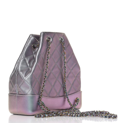 Chanel Iridescent Lambskin Calfskin Small Quilted Gabrielle Backpack Light Purple 3 of 12