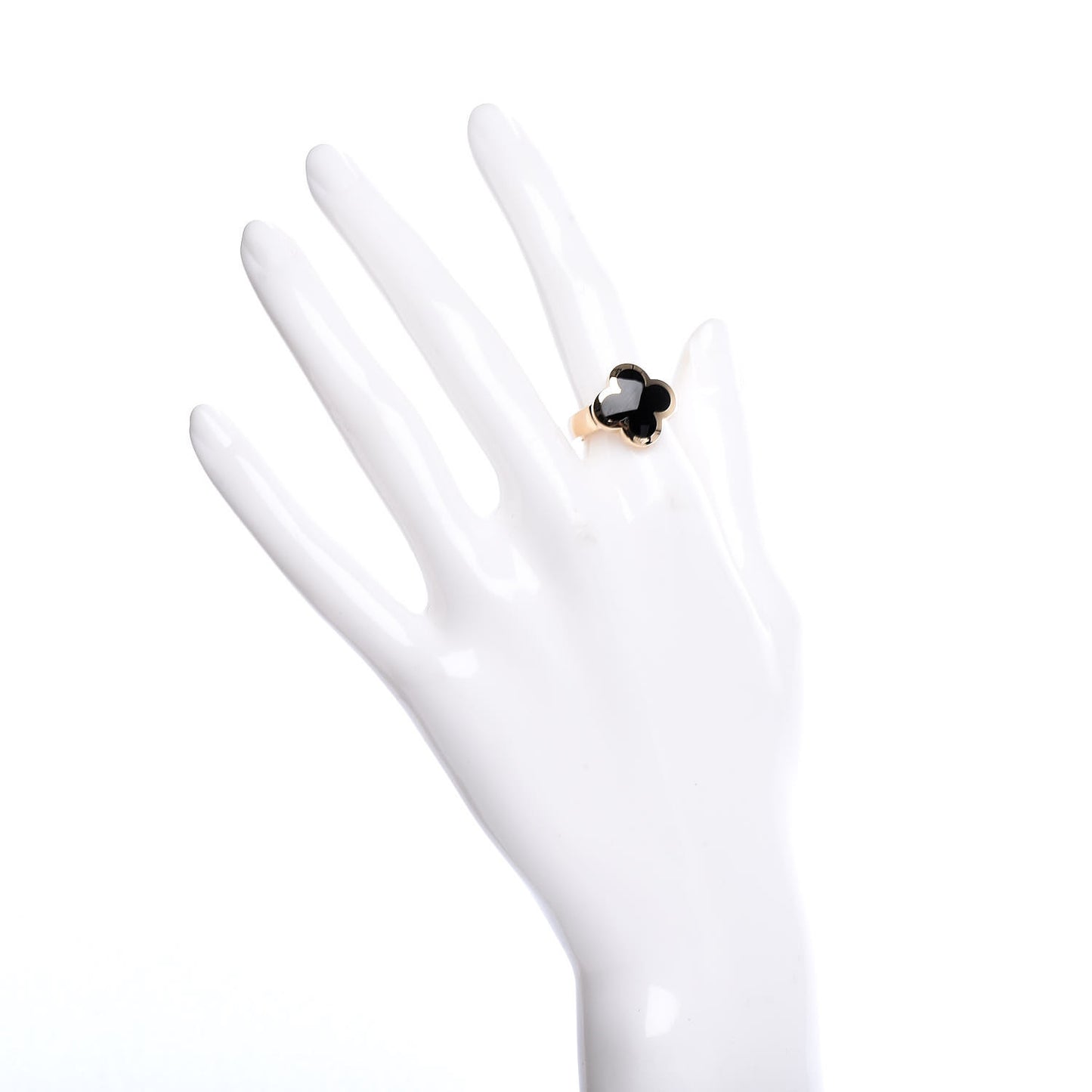 18K Yellow Gold Black Onyx Pure Alhambra Ring 50 5.25