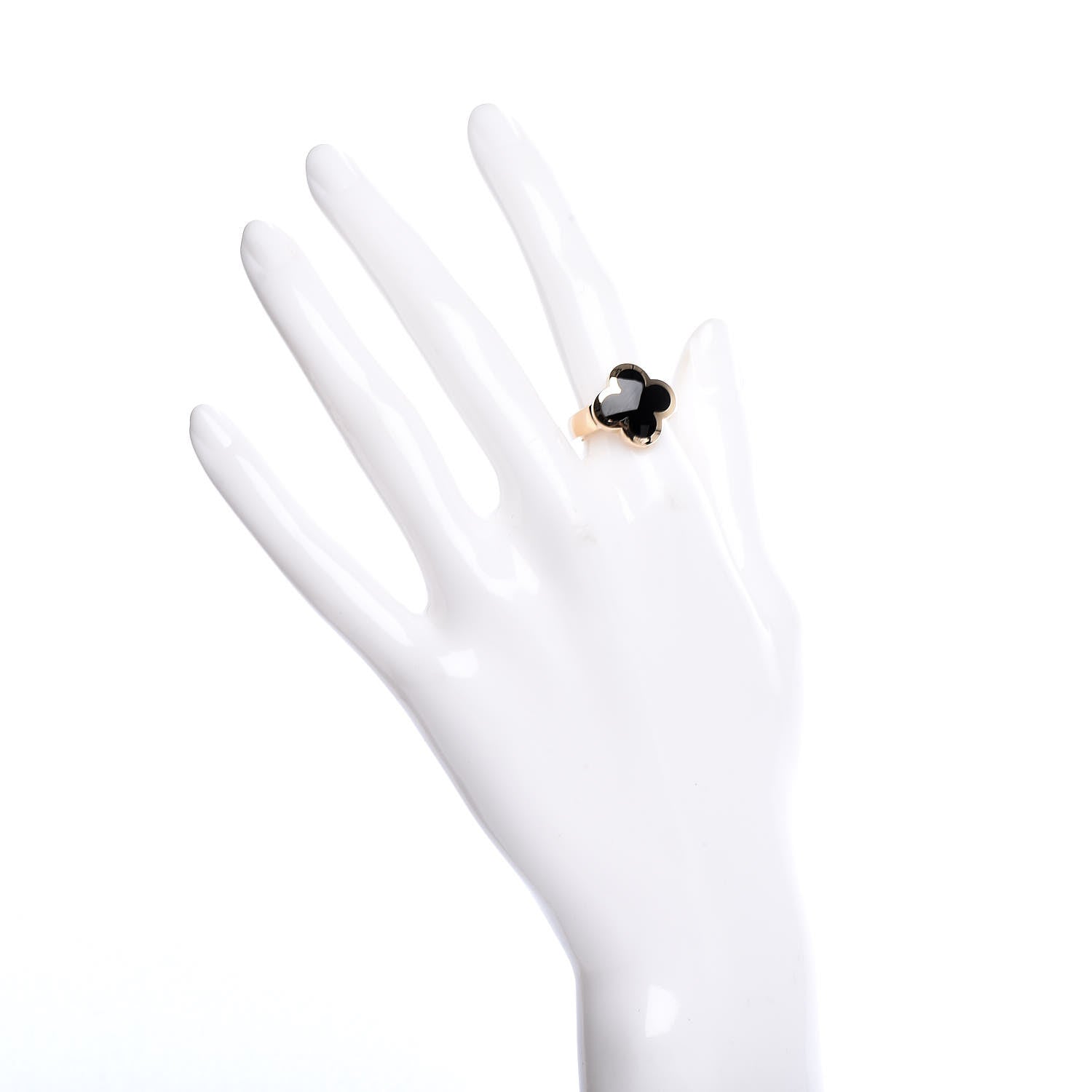 Van Cleef & Arpels 18K Yellow Gold Black Onyx Pure Alhambra Ring 50 5.25 2 of 7