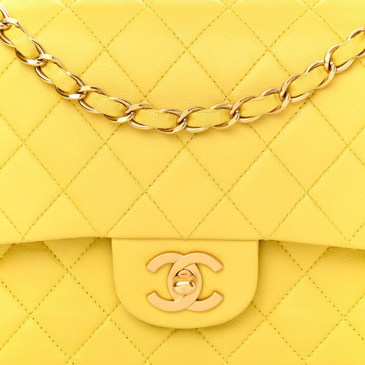 Chanel Lambskin Quilted Medium Double Flap Yellow Pink 8 of 16