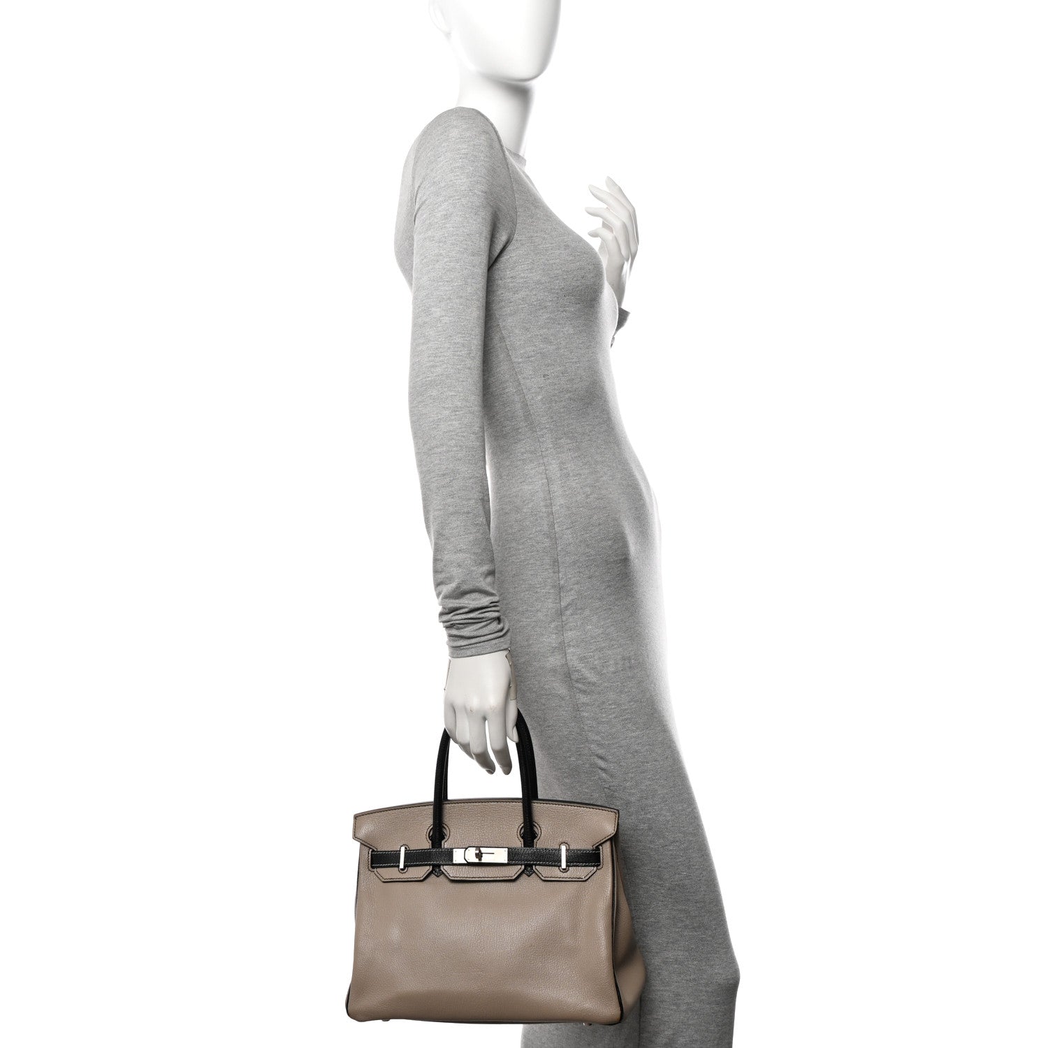 Hermes Chevre Mysore Horseshoe Birkin 30 Gris Tourterelle Black 2 of 15