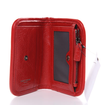 Saint Laurent Crinkled Calfskin Matelasse Monogram Niki Card Holder Red 5 of 7