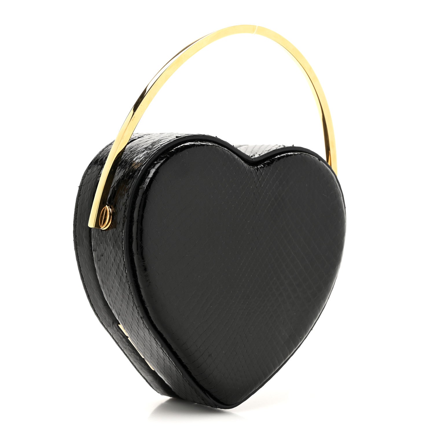 Gucci Snakeskin Broadway Mini Heart Top Handle Bag Black 3 of 10