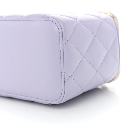 Chanel Lambskin Quilted Small Top Handle Vanity Case With Chain Light Purple 10 of 12