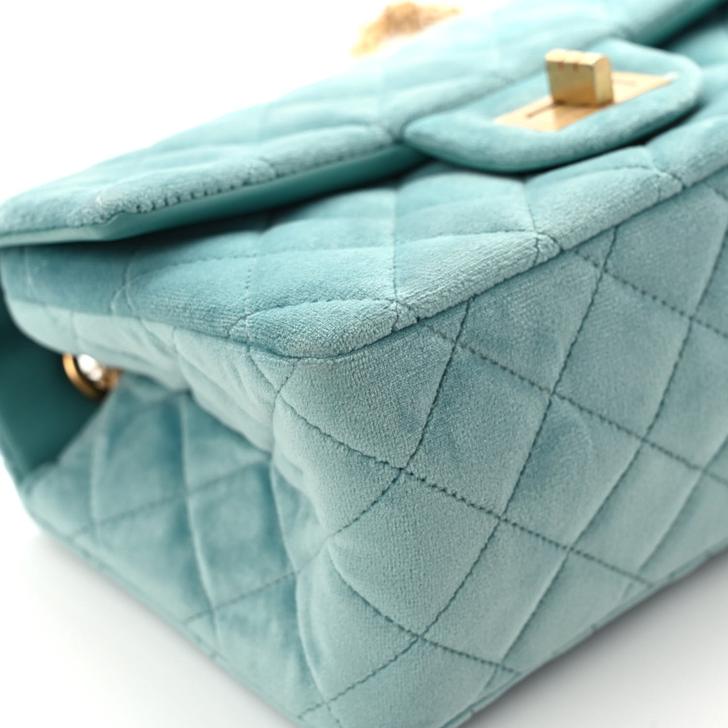 Velvet Quilted Mini 2.55 Reissue Flap Light Blue