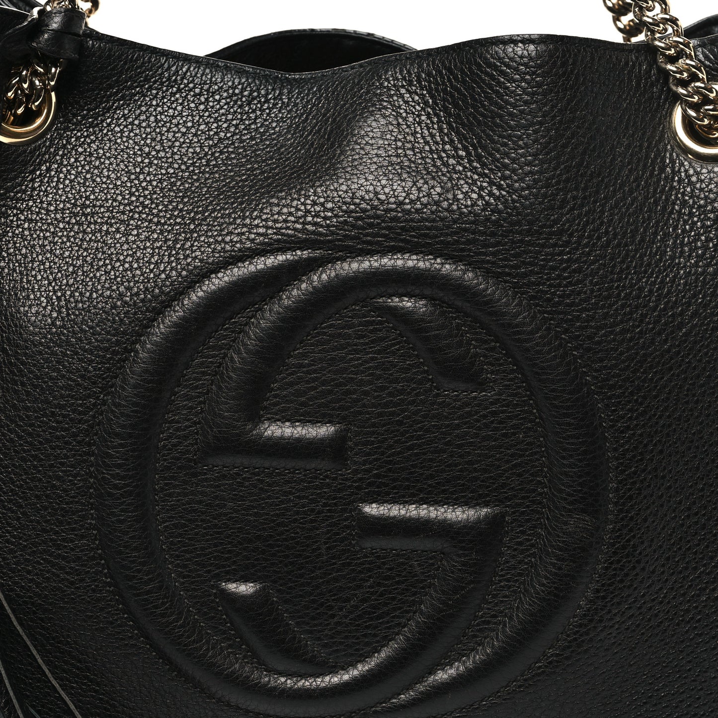 Pebbled Calfskin Medium Soho Chain Shoulder Bag Black