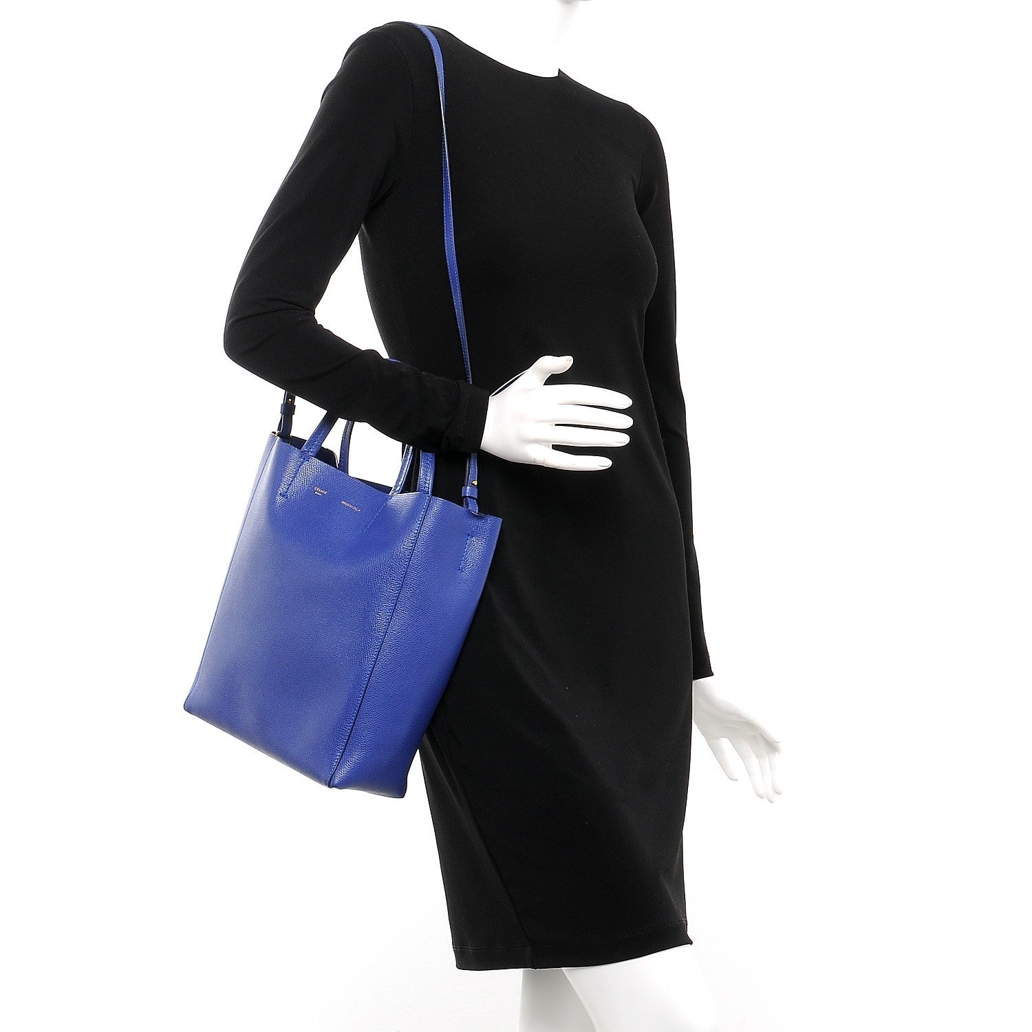 Celine Grained Calfskin Small Vertical Cabas Indigo 2 of 11
