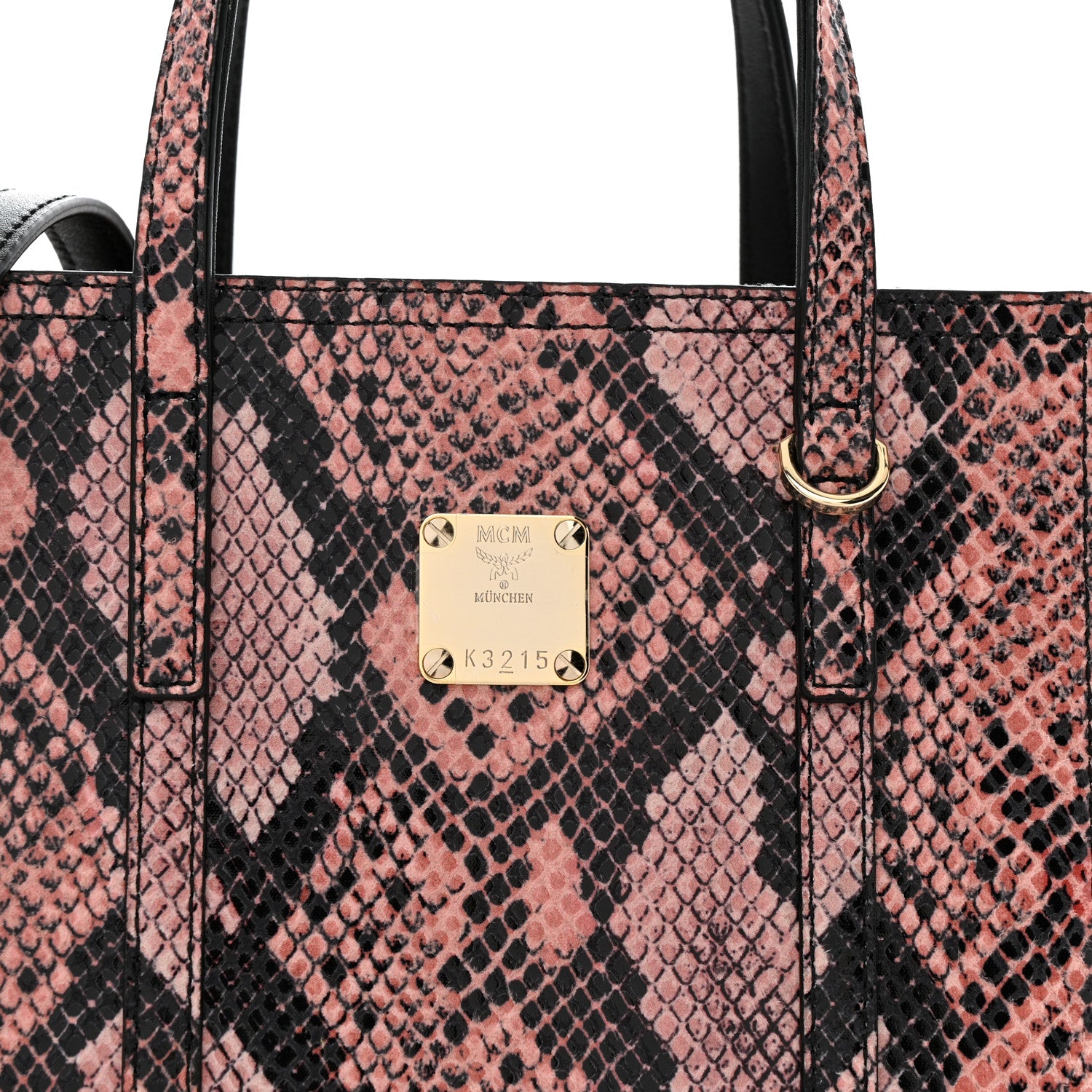 MCM Snakeskin Embossed Mini Toni Shopper Tote Blush Pink 8 of 13