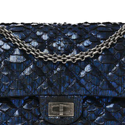 Chanel Metallic Snakeskin 2.55 Reissue 225 Flap Blue 8 of 11