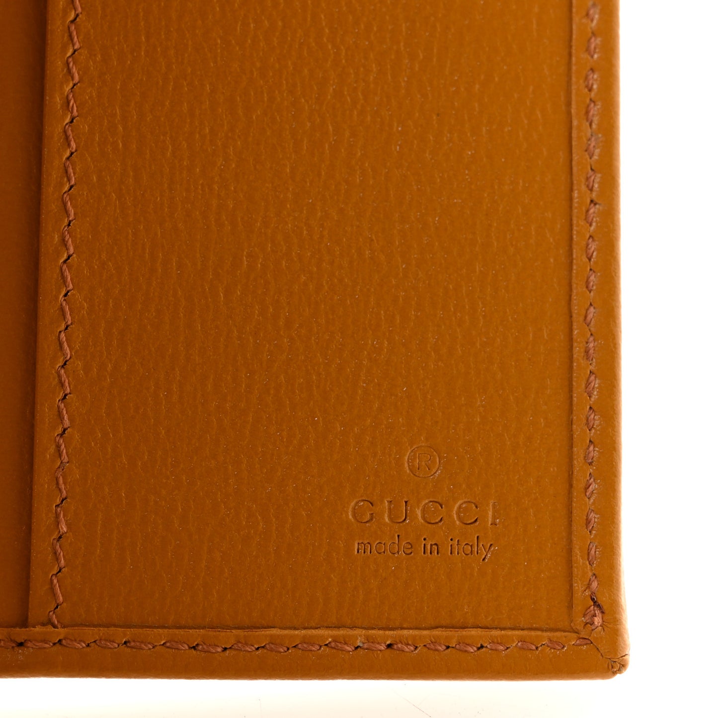GG Supreme Monogram Textured Calfskin Retro Interlocking G Passport Case Beige Yellow