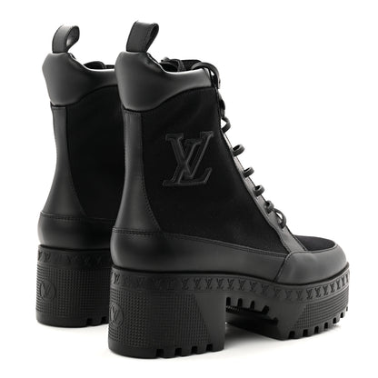 Louis Vuitton Canvas Laureate Platform Desert Boots 37.5 Black 5 of 9