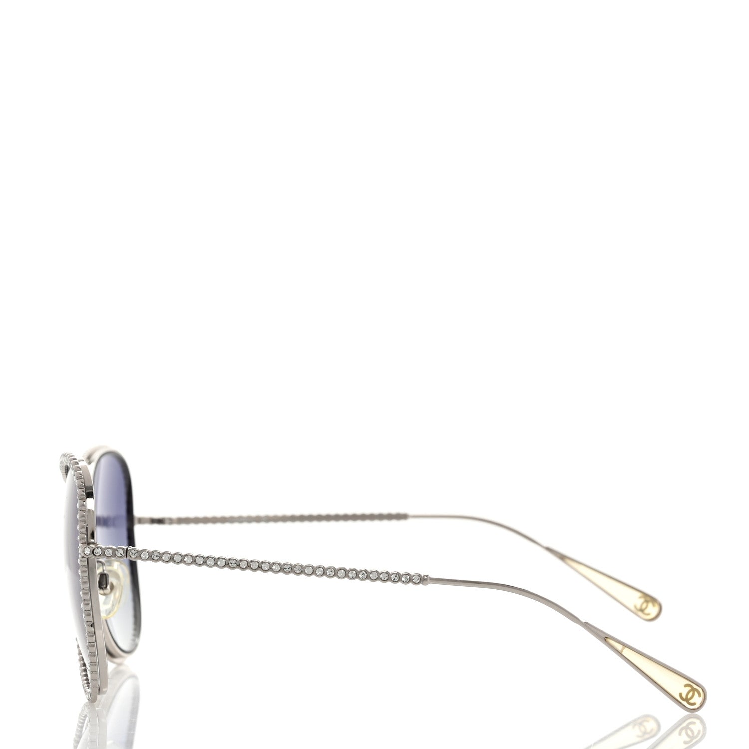 Chanel Crystal Aviator Sunglasses 4121-B Silver 3 of 7