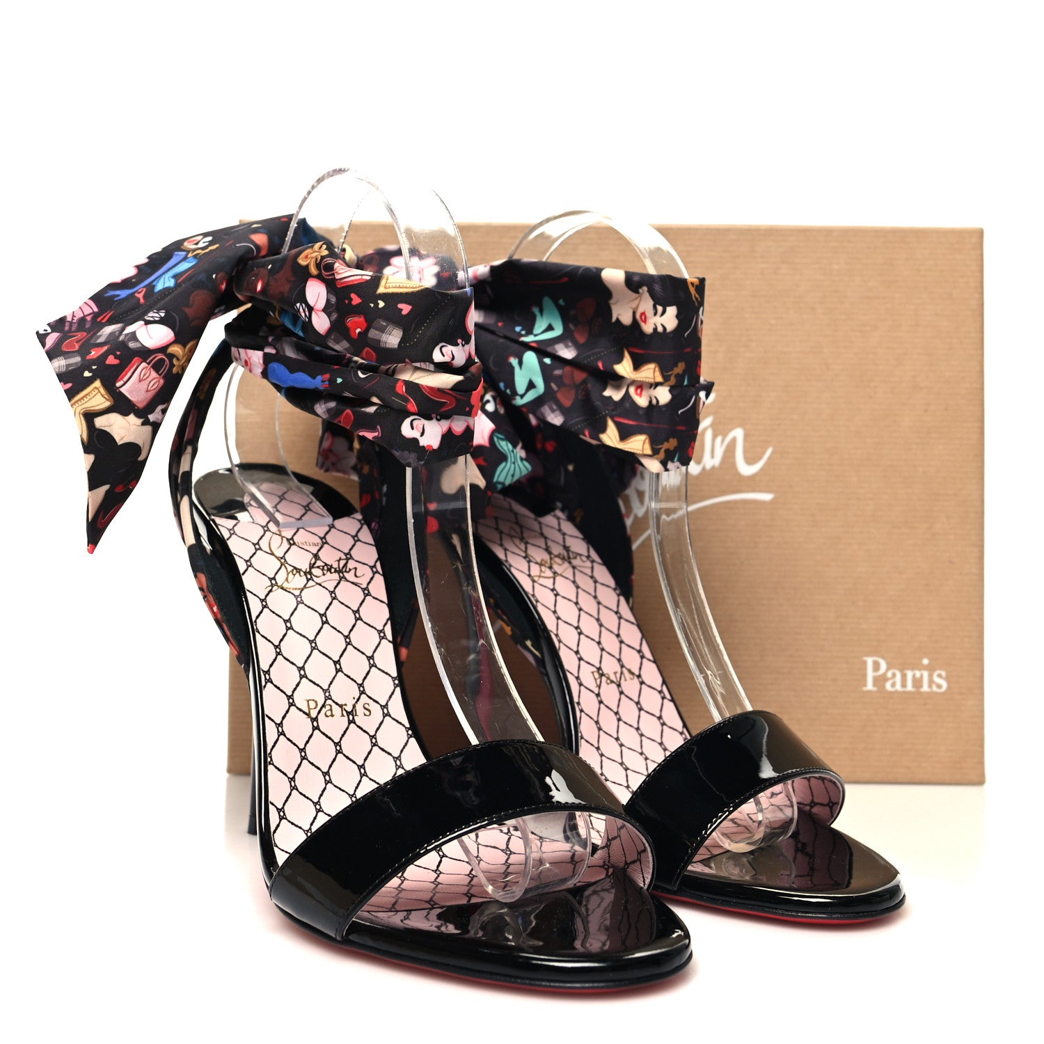 Christian Louboutin Patent Satin Fetish Du Desert 100 Sandal 39 Black 8 of 8