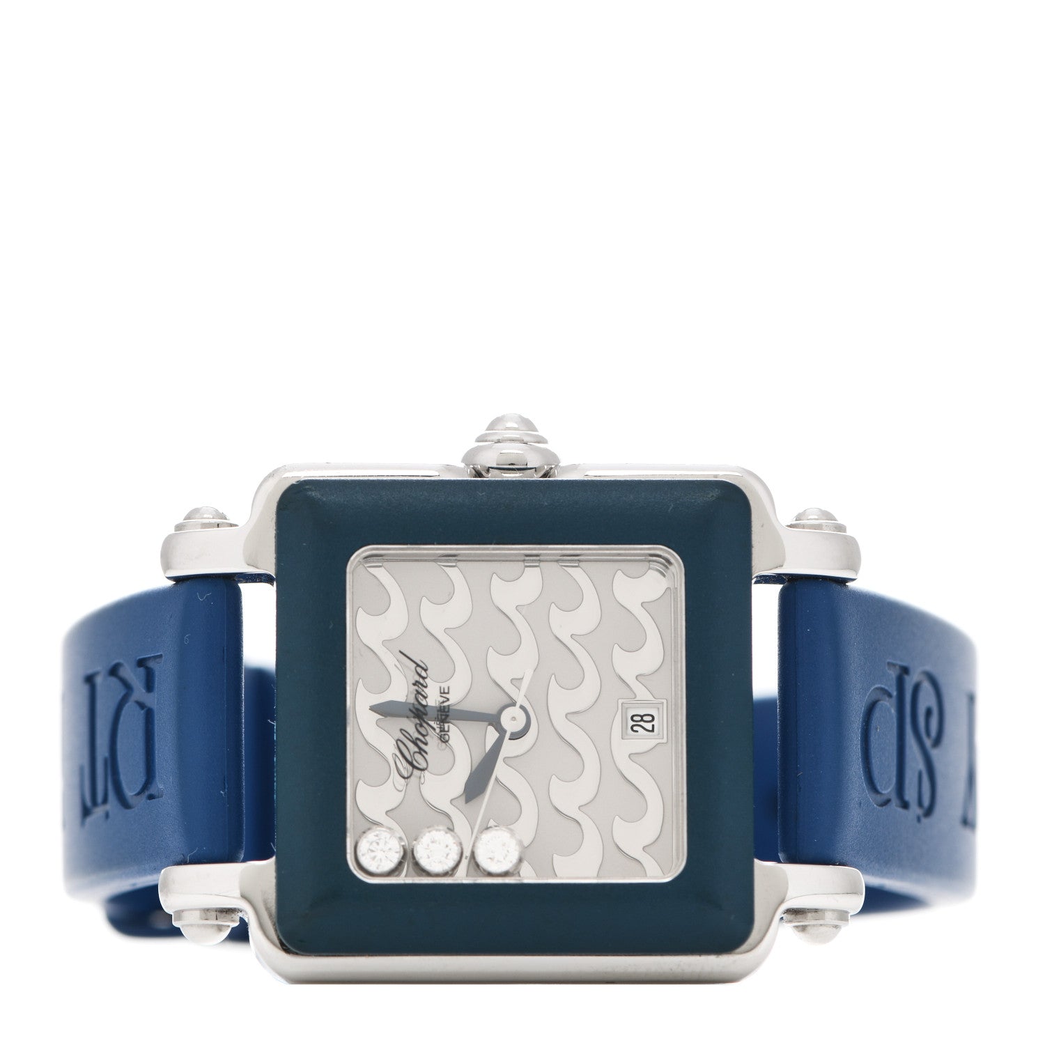Chopard Stainless Steel Rubber 3 Diamond 27mm Be Happy 2 Quartz Watch 2 of 4