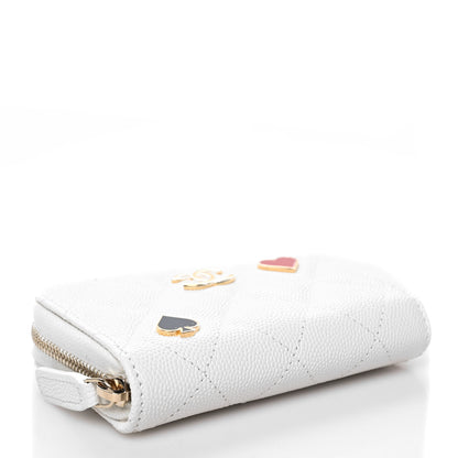 Chanel Caviar Enamel Coco Casino Quilted Zip Coin Purse White 4 of 11