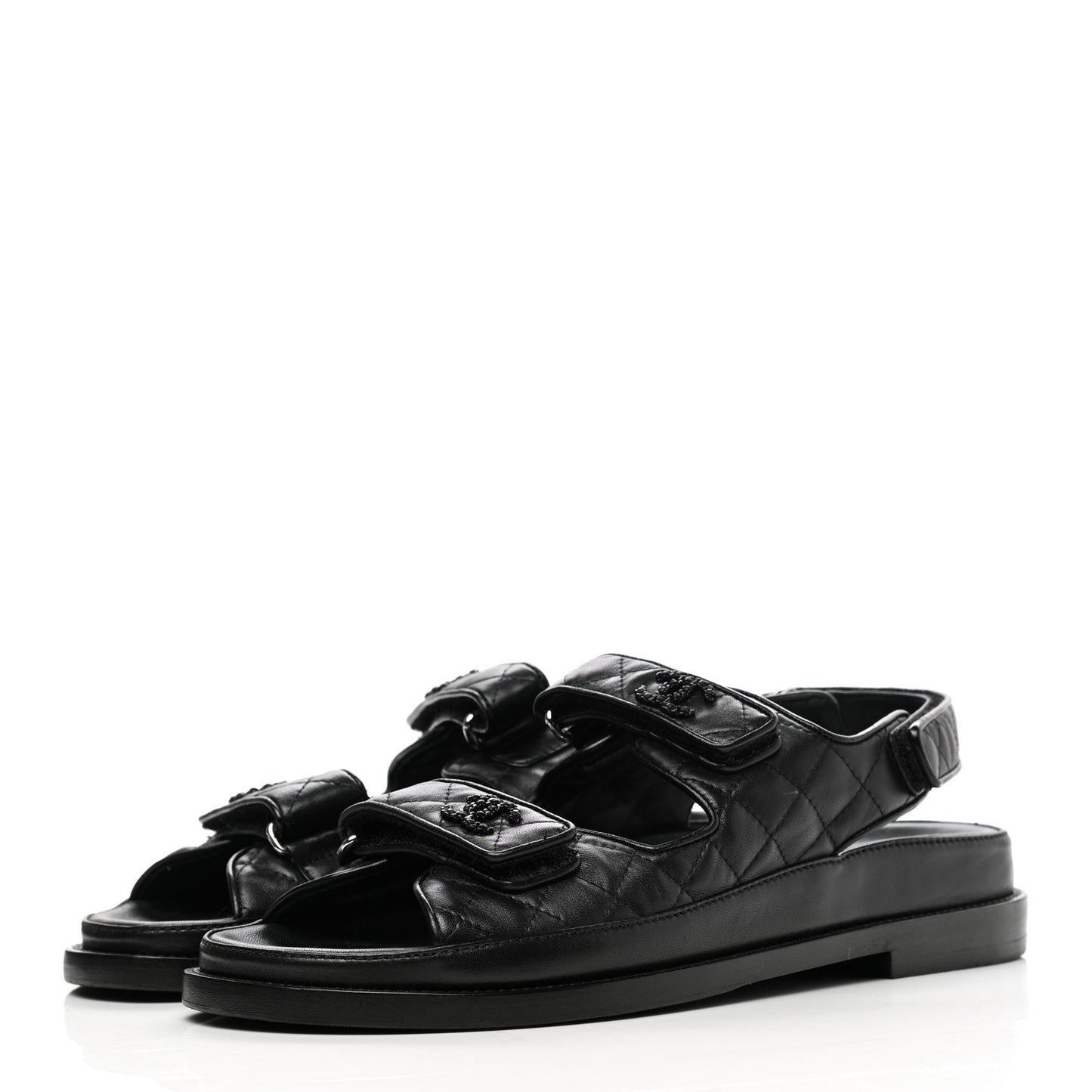Lambskin Velcro Dad Sandals 40.5 Black