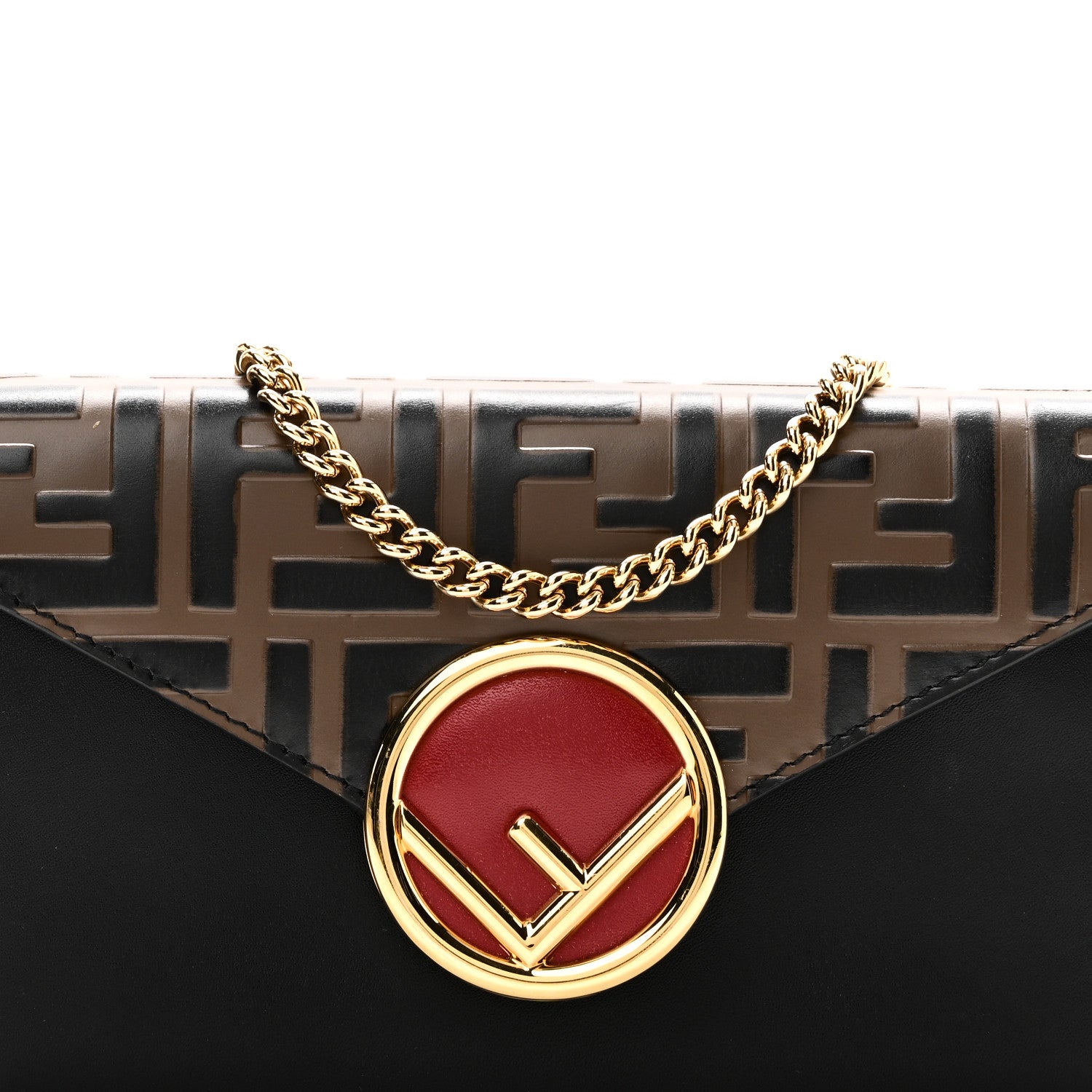 Fendi Vitello Liberty F is Fendi Bi-Color FF 1974 Embossed Envelope Belt Bag Maya Black 8 of 11