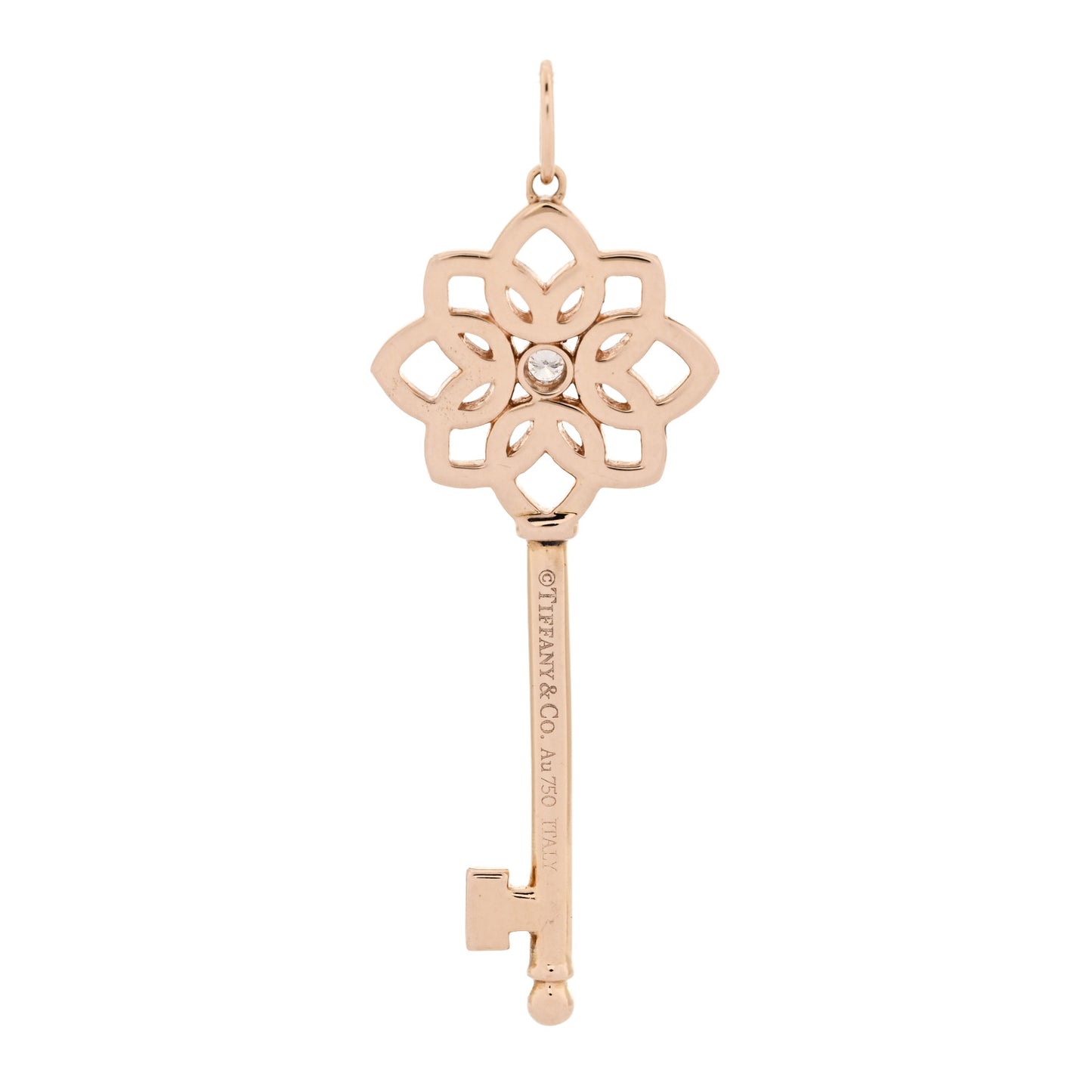 18K Rose Gold Diamond Medium Woven Key Pendant